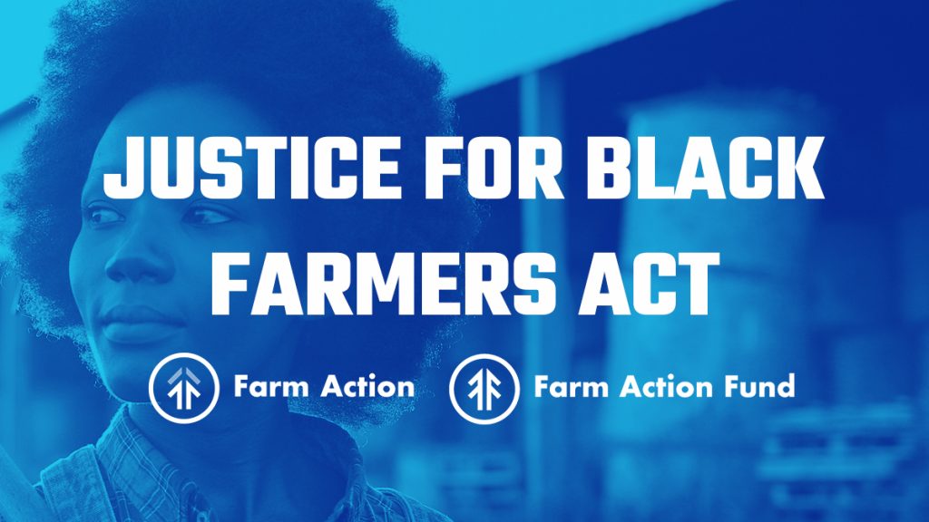 Justice for Black farmers graphic Farm Action