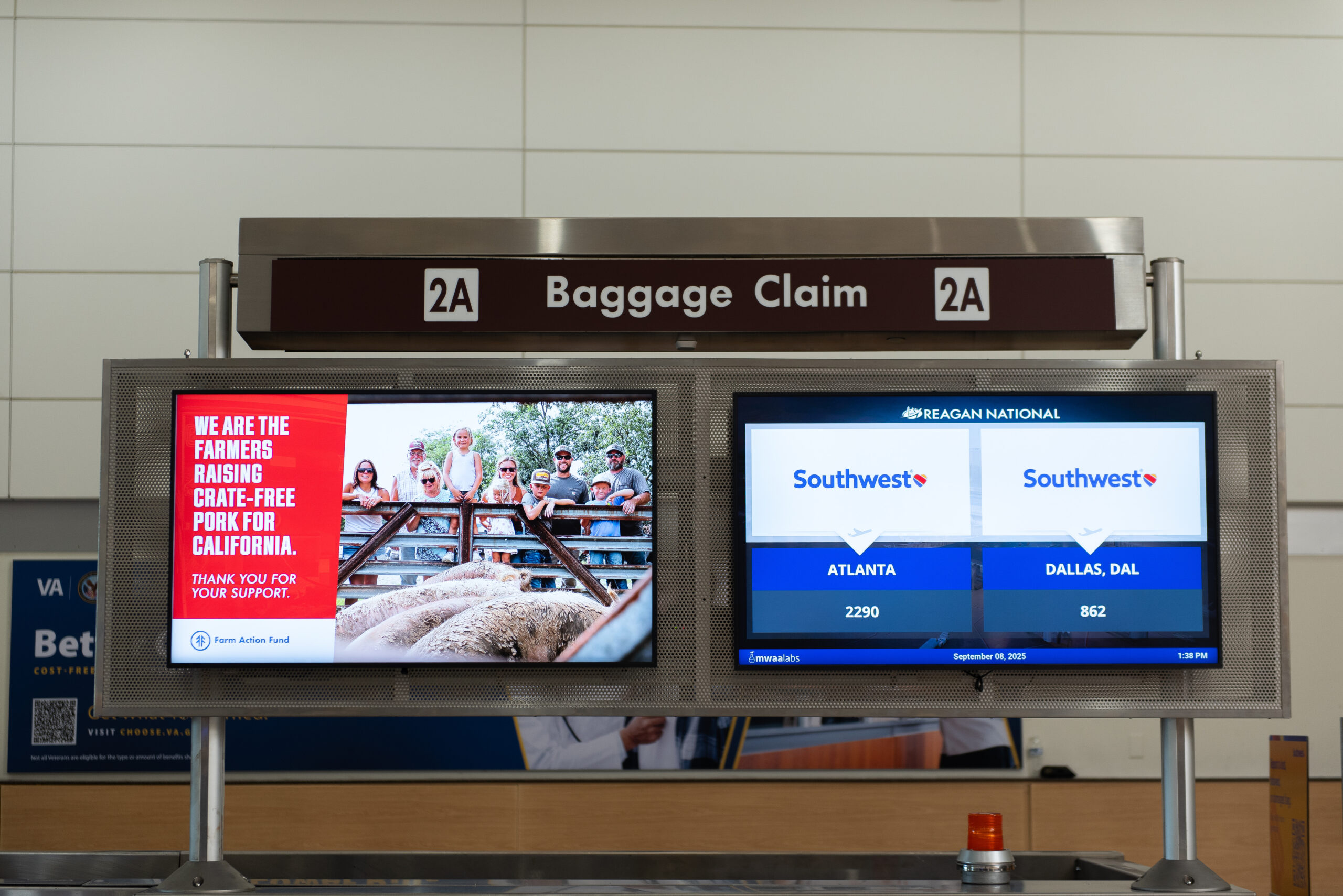 Seen at Reagan National Airport: Farmers' voices greet travelers.